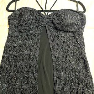 Black Metallic Halter Top, Large